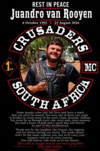 Juandro van Rooyen, Babarayaan Charter, South Africa Death- Crusaders MC Mourns Beloved Brother of the Babarayaan Charter